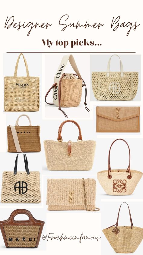 Purses Summer 2024, Designer Straw Bags, Designer Summer Bags, Straw Tote Bags Outfit, Trendy Bags 2024 Summer, Designer Straw Bag, Summer Handbags 2024, It Bags 2024, Summer Purses 2024