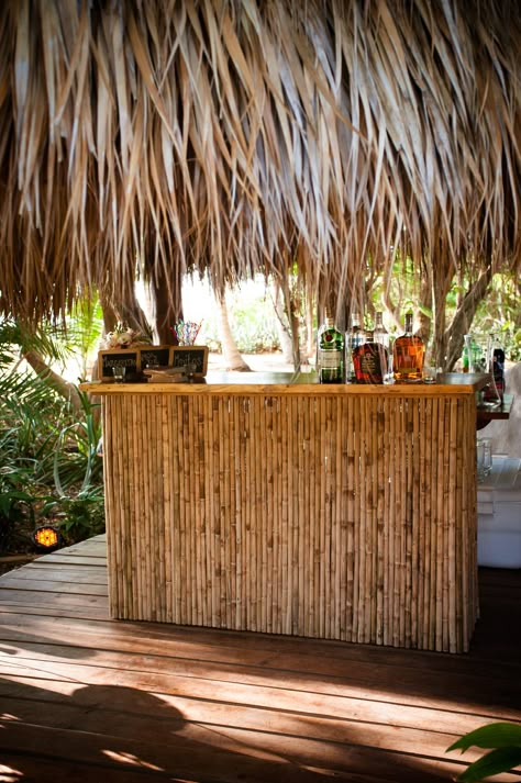 Bamboo Reception Desk, Bamboo Bar Design, Bar Front Ideas, Coconut Stand, Coffee Stations Ideas, Tiki Bar Design, Stone Reception, Bamboo Store, Stone Reception Desk