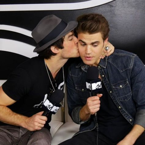 Ian And Paul, Paul Wesley Vampire Diaries, The Salvatore Brothers, Camera Tattoo, Vampire Diaries Guys, Paul Wesley, Stefan Salvatore, Ian Somerhalder, Damon Salvatore