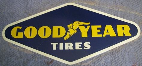 GOODYEAR TIRE SIGN -  | Collectors Weekly Goodyear Logo, Racing Stickers, Goodyear Tires, New Background Images, Nascar Race Cars, Automotive Decor, Tyre Brands, Best Ads, Vintage Usa