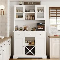 Countertop Shelves, Food Pantry Cabinet, Kitchen Hutch Cabinet, Kitchen Hutch, Pantry Storage Cabinet, Kitchen Pantry Storage, Freestanding Kitchen, Kitchen Pantry Cabinets, White Dining Room