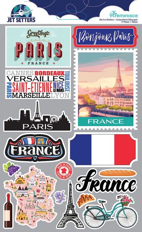 Reminisce - Jetsetters Collection - 3 Dimensional Die Cut Stickers - France Sticker #sticker Stickers #stickers freesticker #freesticker freestickers #freestickers free download sticker #freedownloadsticker 14.89 Paris Stickers Printable, Countries Stickers, France Journal, France Stickers, French Stickers, France Scrapbook, Paris Stickers, Paris Scrapbook, Stickers For Journal