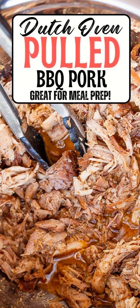 Slow-cooked to perfection with a smoky spice rub and covered in your favorite BBQ sauce, this juicy and tender Dutch Oven BBQ Pulled Pork is the ultimate comfort food. Whether you’re hosting a backyard barbecue or need a high protein option for meal prep, this tender pulled pork with BBQ sauce is a win! Use it on tacos, lettuce wraps, nachos, rice bowls, or baked potatoes! Oven Baked Pulled Pork, Pulled Pork With Bbq Sauce, Baked Pulled Pork, Pulled Pork Oven Recipe, Dutch Oven Pulled Pork, Barbeque Pulled Pork, Pulled Pork Tenderloin, Bbq Pork Roast, Slow Cooker Bbq Pulled Pork