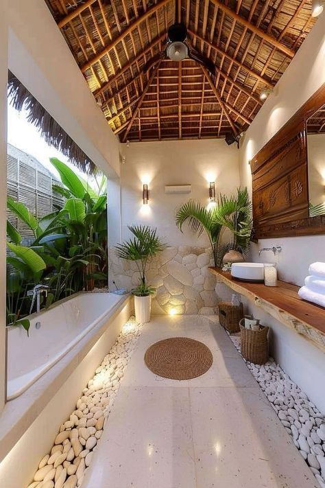 Bali Bathroom, Canggu Villa, Bali Jungle, Bali Luxury Villas, Bali Luxury, Open Bathroom, Tropical Bathroom, Bali House, Bali Villa