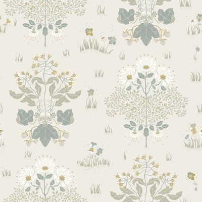 Tapete Gold, A Street Prints, Sandberg Wallpaper, Daisy Wallpaper, W Wallpaper, Wildflower Bouquet, Gold Wallpaper, Scandinavian Inspired, Quirky Design