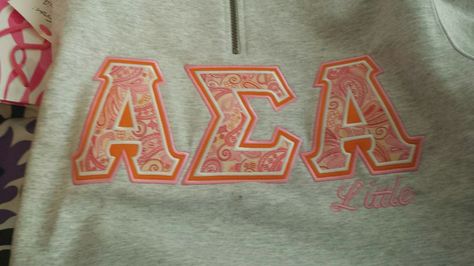 Letters Sorority Sweatshirt, Stitch Letters Sorority, Sorority Stitched Letters Simple Sweatshirt, Sorority Stitched Letters, Zeta Tau Alpha Letters, Sigma Alpha Omega Pillow, Alpha Phi Omega, Big Little Basket, Tri Sigma