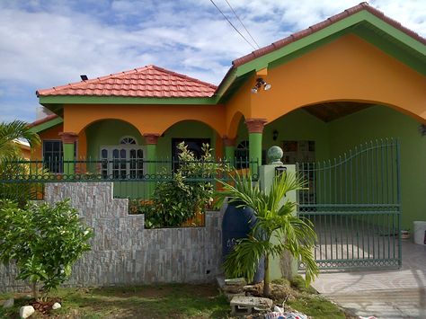 My brothers beautiful Jamaican home Caribbean Houses Tropical Style, Island Homes Caribbean, Jamaican House Design Exterior, Jamaican House Interior, Jamaican Home Decor, Jamaican Cottage, Island House Design, Jamaican House Design, Jamaican Architecture