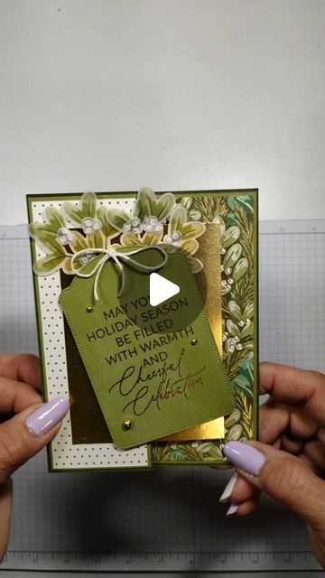 Karen Ksenzakovic/Creative Stamping Designs on Instagram: "A fun fold Christmas card featuring the Stampin' Up! Greetings of the Season bundle, Stampin' Up! Golden Greenery Bundle along with the Season of Green & Gold DSP, Graceful Greenery Vellum and Gold Foil paper. Details on my blog. Link in bio. #stampinup #creativestampingdesigns #papercrafting #diy #diycards #stampinupdemonstrator #cardmaking #funfoldcards #christmascards #stampinupblogger #papercrafter #cardmakingtutorial #homemadecards #cardsofinstagram #metime #momescape #makeitdontbuyit #creativeoutlet #getcreative #cardmakingideas #myhobby #getcrafty #stressrelief #nonakedenvelopes #handmadecards #cardmakingsupplies #lovewhatyoudo #sharewhatyoulove" Graceful Greenery Vellum Cards, Stampin Up Season Of Green And Gold Dsp, Season Of Green & Gold Stampin Up Cards, Season Of Green And Gold Cards, Stampin Up Seasons Of Green And Gold, Greetings Of The Season Stampin Up Cards, Season Of Green And Gold Stampin Up Cards, Seasons Of Green And Gold Cards, Season Of Green And Gold Dsp