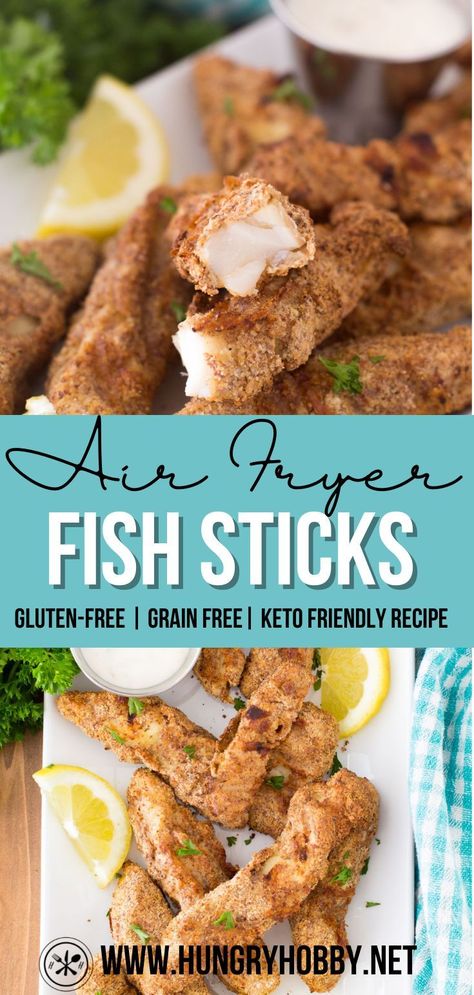 These air fryer gluten free fish sticks are fresh cod coated in a flavorful almond meal crust, a delicious upgrade of classic fish sticks! Gluten Free Fish Sticks, Air Fryer Gluten Free, Gluten Free Fish Recipes, Paleo Fish, Gluten Free Fish, Dinner Casserole Recipes, Air Fryer Fish, Seafood Recipes Healthy, Fish Sticks