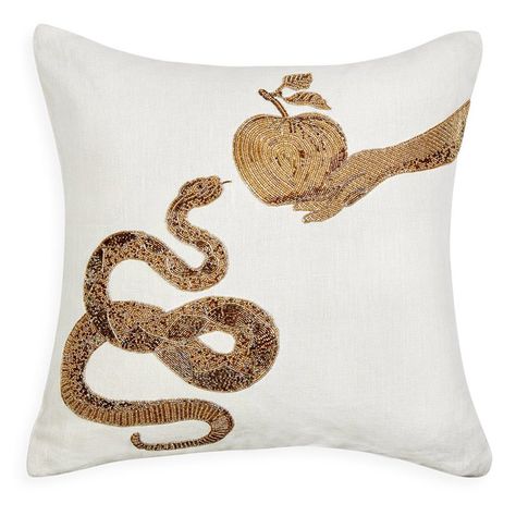 Pin for Later: 8 Home Decor Pieces to Snag in April A Glitzy Pillow Apple Pillow, Beaded Throw Pillows, Apple Square, Ivory Throw Pillows, Fall Furniture, Cream Throw Pillows, Beige Throw Pillows, Embroidered Throw Pillows, Luxury Throws