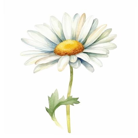 Hellonage | Freepik Daisy Flower Watercolor, Watercolour Daisy, Exam Drawing, Pea Tattoo, Sweet Pea Tattoo, Daisy Illustration, Daisy Photo, Daisy Watercolor, Watercolor Daisy