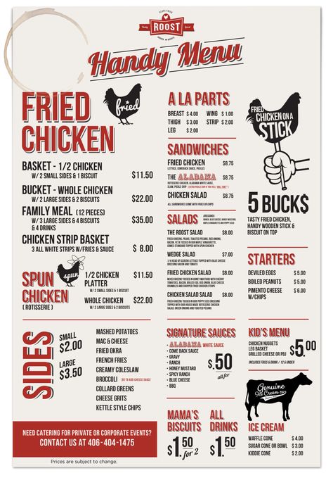 The Roost Fried Chicken--Bozeman MT, This place is AWESOME! Repinned by bozemanmovers.com #OnTheMove #MovingCo #Bozeman #Montana Fried Chicken Menu Design Ideas, Fried Chicken Menu Ideas, Fried Chicken Business Name Ideas, Fried Chicken Menu Design, Fried Chicken Restaurant Design, Chicken Menu Design, Chicken Restaurant Design, Fried Chicken Branding, Chicken Branding