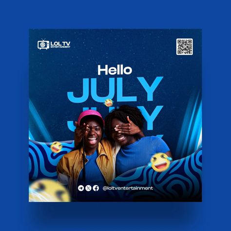 Some Social Media Flyers to welcome the month of July Designed by @fytheicongraphics Had little time to work on these but I still managed to come up with these dynamic ideas 💡 The Creative Freak for a reason 😜 What's your favorite slide? Do you need attractive and functional Social Media Deisgns for your brand? Send me a DM or reach me via mail to fytheicongraphics@gmail.com You can also reach me on WhatsApp via +2349058979981 #designsbyfy #designs #NewMonth #july #Cryptotrading #food... August Design, Social Media Challenges, Hello July, Monthly Challenge, Church Graphic Design, Month Of July, Social Media Poster, New Month, Tv Entertainment