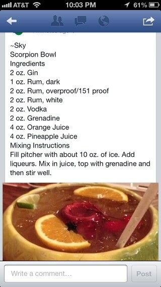 ! scorpion bowl Scorpion Bowl Recipe, Scorpion Bowl, Alcholic Drinks, Mixed Drinks Alcohol, Mixed Drinks Recipes, Cocktail Recipes Easy, Punch Recipes, Bowl Recipe, Alcohol Drink Recipes