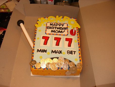 Slot Machine  on Cake Central Cake Themes, Diy Cakes, 80 Birthday, Aesthetic Foods, Slot Machine Cake, Cake Simple, Grandpa Birthday, Fun Cakes, Slot Machine Party