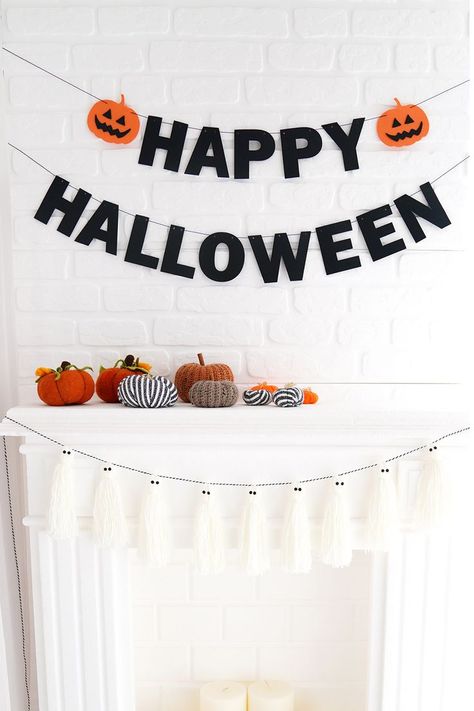 Halloween Birthday Banner, Halloween Felt Garland, Halloween Toddler Party, Halloween Party Banner, Halloween Green, Happy Halloween Banner, Halloween Room Decor, Easy Halloween Decorations, Halloween Garland