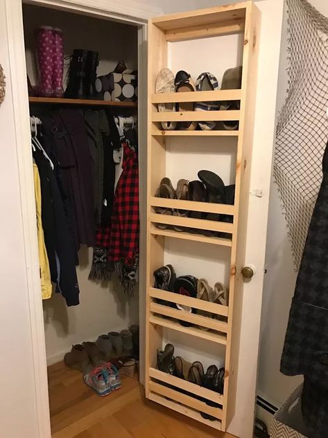 DIY Closet Door Built-In Storage | Hometalk Outdoor Upgrades, Easy Closet Storage, Deep Closet, Diy Closet Doors, Closet Diy, Used Cabinets, Closet Rack, Simple Closet, Closet Room