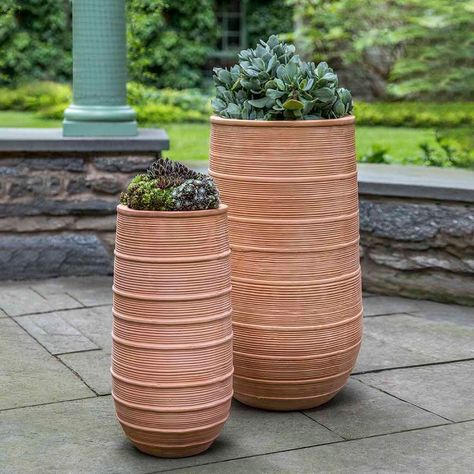 Madera Planter, Tall || Terra Cotta | shop-campania Terra Cotta Pottery, Campania International, Pond Pumps, Tall Planters, Terracotta Planter, Garden Containers, Mesh Screen, Ceramic Flower, Led Light Strips