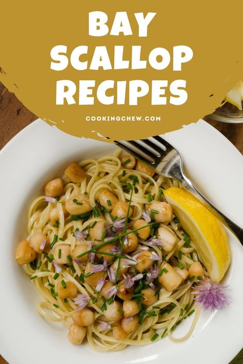 These bay scallop recipes are a delicious way to enjoy this popular seafood, featuring pasta dishes, salads, and more. Frozen Bay Scallop Recipes, Bay Scallops Dinner Ideas, Baby Scallop Recipes, Bay Scallops And Pasta, Small Scallops Recipe, Bay Scallop Recipes Easy, Scallops Soup Recipe, Bay Scallops Recipe, Bay Scallop Recipes