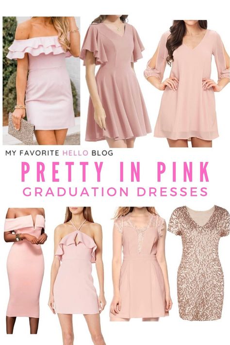 Looking for a pink graduation dress? Can't find the right pink graduation dress? I've rounded up my favorite pink graduation dresses so click over to this post to start shopping. These pink dresses are perfect for graduation dress high school, graduation college. graduation short dress, or even wedding guest dress short, wedding guest dress pink. #graduationdress #pinkdress #shortpinkdress #weddingguest #weddingguestdress Pink Graduation Party Dress, Graduation Dress Pastel Pink, Blush Graduation Dress, Graduation Pink Dress, Graduation Dress With Sneakers, Pink Graduation Gown, December Graduation Outfit College, Pink Graduation Dress, Dresses To Wear To Graduation