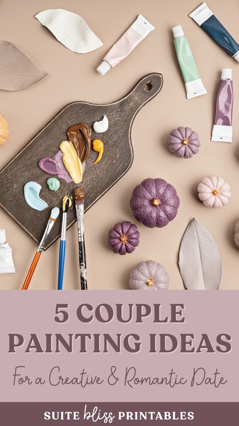 To all the date-lovers out there, take a gander at these couple painting ideas for your next romantic date night at home. Because who doesn’t love getting their hands dirty with the one you love! ❤️ Date Night Art Project, At Home Date Night Painting, Couples Sip N Paint Ideas, Art Date Night, Couples Art Date Ideas, Date Night Diy Crafts, Diy Couples Painting Ideas, Date Night Arts And Crafts, Crafts For Couples To Do Together Projects Date Nights