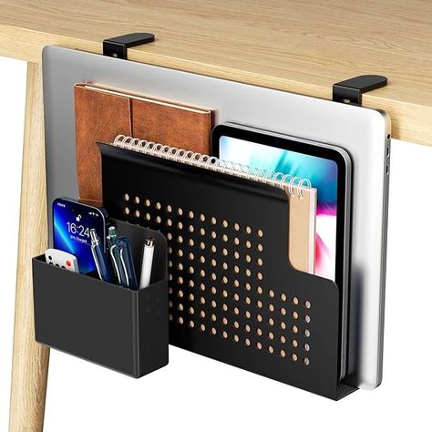 Amazon.com: Anycoo Under Desk Storage, No Drill Desk Side Storage, Three-Level Adjustment Under Desk Organizer with Magnetic Pen Box for Office and Home : Office Products Desk Side Storage, Unusual Desk, Home Office Products, Room Organisation, Under Desk Storage, Organisation Ideas, Magnetic Pen, Under Desk, Office Crafts