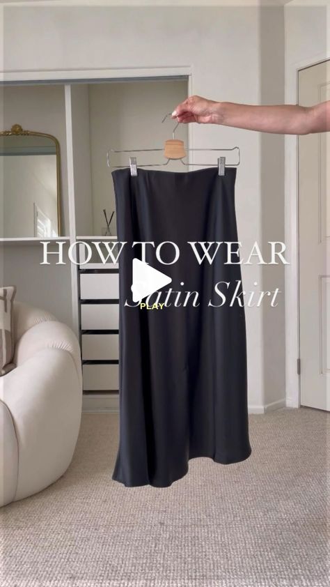 HOW TO WEAR A BLACK SATIN SKIRT - The All..? Skirt With Tall Boots, Satin Skirt Summer, Midi Satin Skirt Outfit, Silk Skirt Outfit, Umgestaltete Shirts, Black Satin Skirt, Satin Skirt Outfit, Spring Skirt Outfits, Black Skirt Outfits