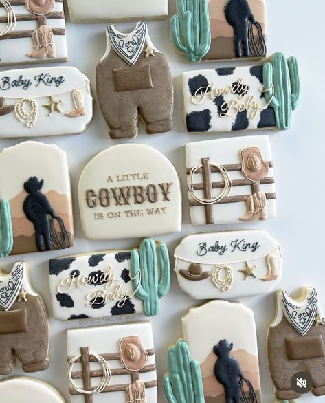 Country Baby Shower, Cowboy Cookies, Cowboy Baby Shower, Western Baby, Baby Shower Cakes For Boys, Western Babies, Little Cowboy, Baby Cookies, Baby Cowboy