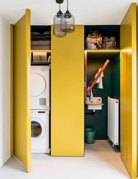 Yellow Interior, Design Jobs, Laundry Room Design, Utility Room, Small Room Bedroom, Laundry Room Decor, Interior Design Trends, Living Room Interior, 인테리어 디자인