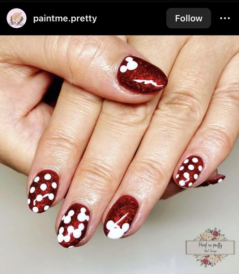 Mickey Nails, Red Chrome, Disney Mickey, Nails, Disney, Red