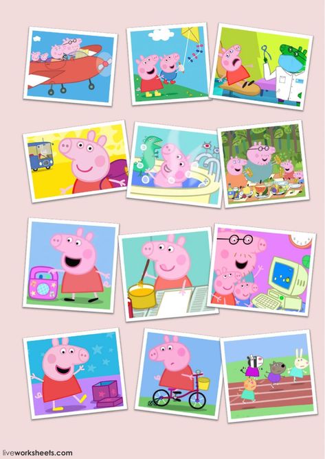 Learn YourVerbs With Peppa Pig - Interactive worksheet Peppa Pig Activities, Peppa Pig Activities For Toddlers, Peppa Pig Worksheet, Peppa Pig In Different Languages, Peppa Pig Printables Characters, Peppa Pig Speech Therapy, Peppa Pig And Suzy Sheep, Action Verbs, Speech Therapy Materials