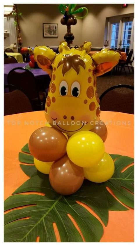 Balloon Giraffe, Safari Baby Shower Boy, Jungle Theme Birthday Party, Giraffe Safari, Jungle Thema, Jungle Safari Birthday, Lion King Baby Shower, Wild Birthday Party, Jungle Theme Birthday