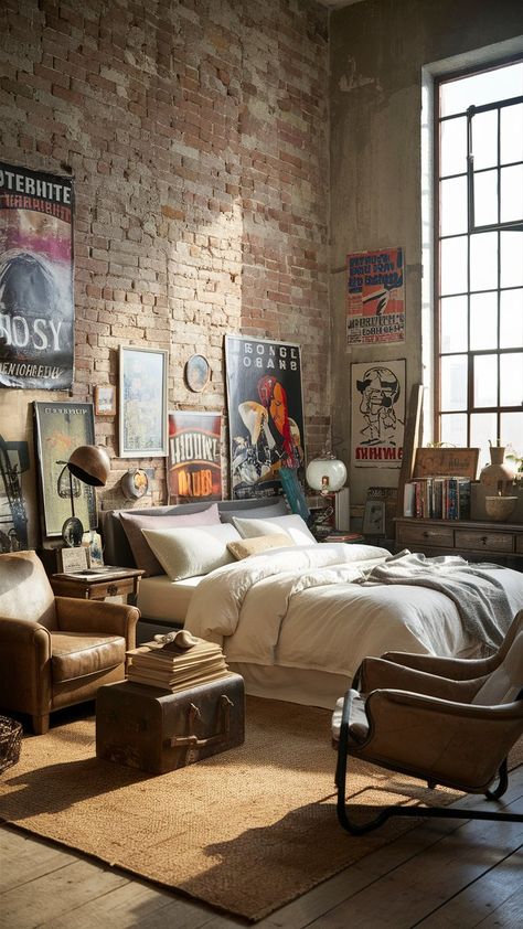 THESE 24 STREET-STYLE ROOM IDEAS WILL LEAVE YOU SPEECHLESS! Loft Living Room Ideas, Urban Room Decor, Street Room, Eclectic Interior Design Vintage, Bachelor's Pad, Urban Modern Interior Design, Ts4 Builds, Urban Interior Design, Urban Rooms