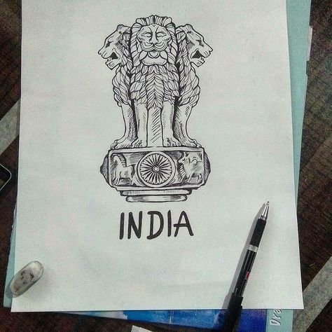 India emblem National Emblem Of India, India Drawing, India Logo, Ashoka Chakra, Environment Painting, Indian Constitution, Lion Drawing, National Emblem, Mandala Art Therapy