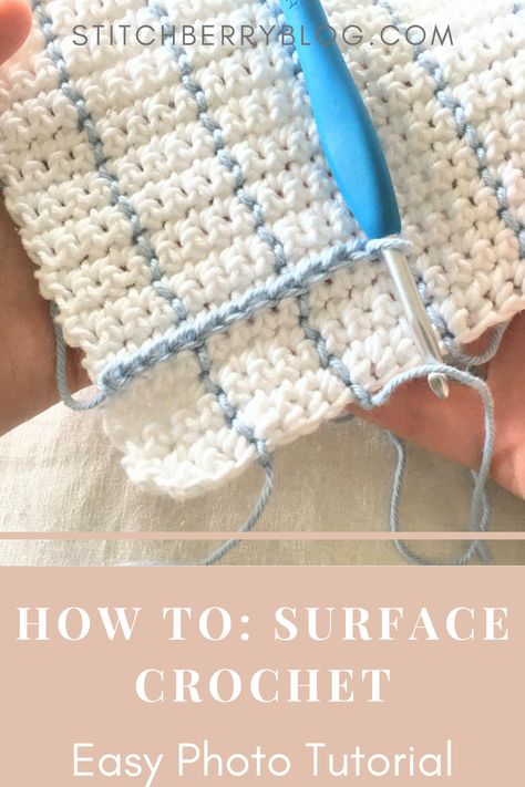 How To Add Stitches In Crochet, Crochet Top Stitch, Adding Stitches In Crochet, Crochet On Top Of Crochet Stitches, Crocheting Two Pieces Together, How To Crochet On Top Of Crochet, Crochet Add Ons, Surface Crochet Stitches, Crochet Surface Stitch