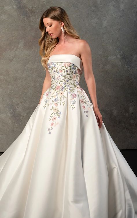 Floral Ballgown, Colorful Wedding Dress, Colored Wedding Gowns, Princess Ballgown, Ivory Gown, Essense Of Australia, Blush Bridesmaid Dresses, Dress Gallery, Floral Wedding Dress