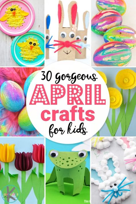 30 gorgeous April Crafts for Kids - so many fun, unique and creative april themed crafts including bunnies, chicks, frogs, flower, and more #craftsforkids #eastercrafts #springcrafts April Crafts For Kids, April Activities, April Crafts, April Art, Frog Crafts, Math Crafts, Easter Bunny Crafts, Spring Crafts For Kids, Easter Egg Crafts