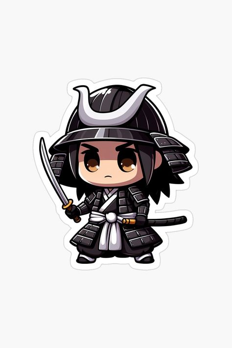 Chibi Samurai Sticker Samurai Chibi, Samurai Cartoon, Karate Stickers, Samurai Sticker, Samurai Character, Samurai Drawing, Cartoon Boy, Kendo, Cute Easy Drawings