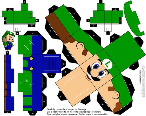 Luigi Cubeecraft Mario Crafts, Mario Y Luigi, Mario E Luigi, Mario Bros Birthday, Mario Bros Party, Super Mario Birthday Party, Mario Birthday Party, Super Mario Birthday, Paper Toys Template