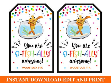 You Are O Fish Ally Awesome Tag Goldfish Gift Tag Teacher - Etsy Teacher Candy Gifts, Swim Teacher Gifts, Swim Teacher, Staff Wellbeing, Swim Team Gifts, Student Gift Tags, Teacher Treats, O Fish Ally, Teachers Appreciation