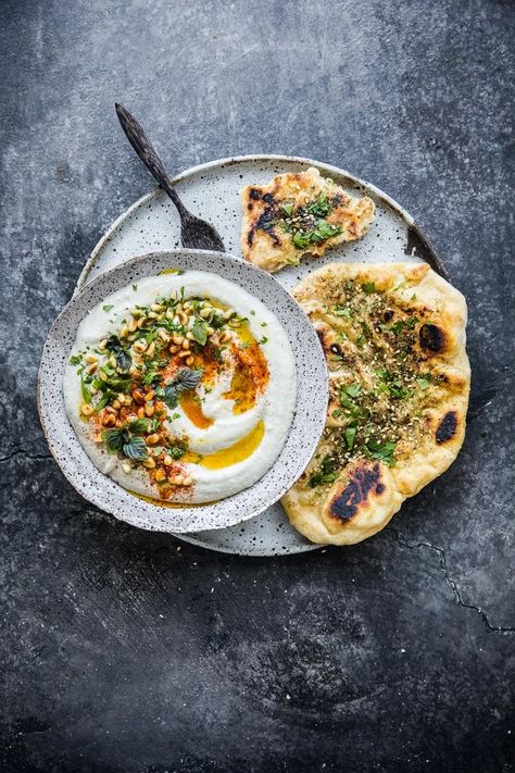 Homemade Baba Ghanoush And Lebanese Flatbread - Cook Republic #yeastbread #babaganoush #flatbread Lebanese Food Photography, Mediterranean Mezze, Babaganoush Recipe, Veggie Box, Baba Ghanoush, Food Shots, Lebanese Food, Eggplant Dishes, Small Food Processor