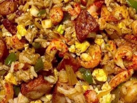 Crawfish Fried Rice Recipe, Christian Meals, Crawfish Fried Rice, Sausage Fried Rice, Cream Cheese Bars Recipe, Seasoned Vegetables, Pimento Cheese Recipes, Seafood Seasoning, Greek Salad Recipes