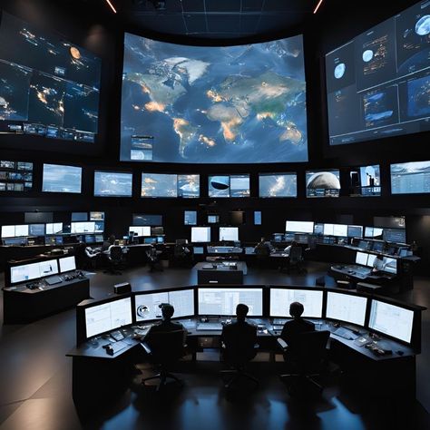 Nasa Control Room, Futuristic Computer Room, Control Room Aesthetic, Working At Nasa Aesthetic, Mission Control Room, Nasa Interior, Security Control Room, Control Room Design, Command Room