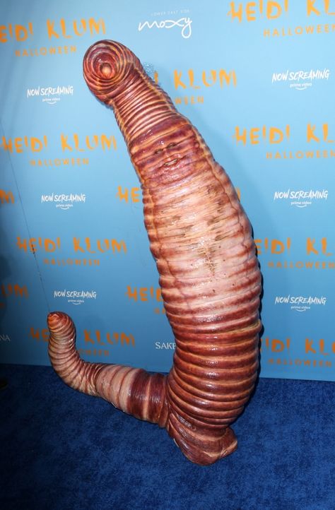 Heidi Klum Worm Costume, Worm Halloween Costume, Ugly Halloween Costumes, Heidi Klum Halloween Costumes, Worm Costume, Ugly Outfit, Heidi Klum Halloween Costume, Ugly Dress, Thriller Video