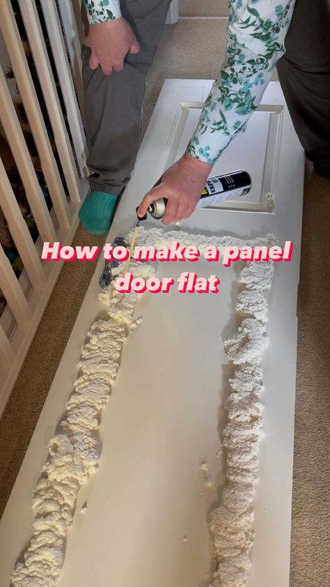 theelectricpenguin on Instagram: How we made a panelled door flat ready for wallpapering. Alternatively you could cover the door after with flat backing paper and paint if… Can You Wallpaper A Door, Wallpaper On Bifold Doors, Wallpaper A Door, Peel And Stick Wallpaper On Door, Wallpapered Door, Wallpaper Door Ideas, Wallpaper On Door, Flat Panel Doors, Wallpaper Door