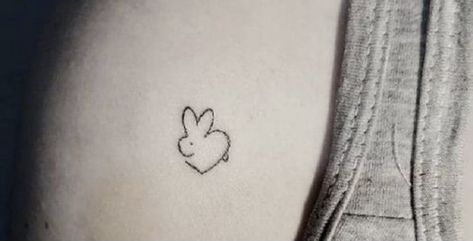 This is a cute tattoo. Bunny Tattoo Memorial, Bunny Heart Tattoo, Bunny Stick And Poke, Bunny Paw Tattoo, Dainty Bunny Tattoo, Bunny Paws, Cute Henna Designs, Bunny Tattoo, Bunny Heart