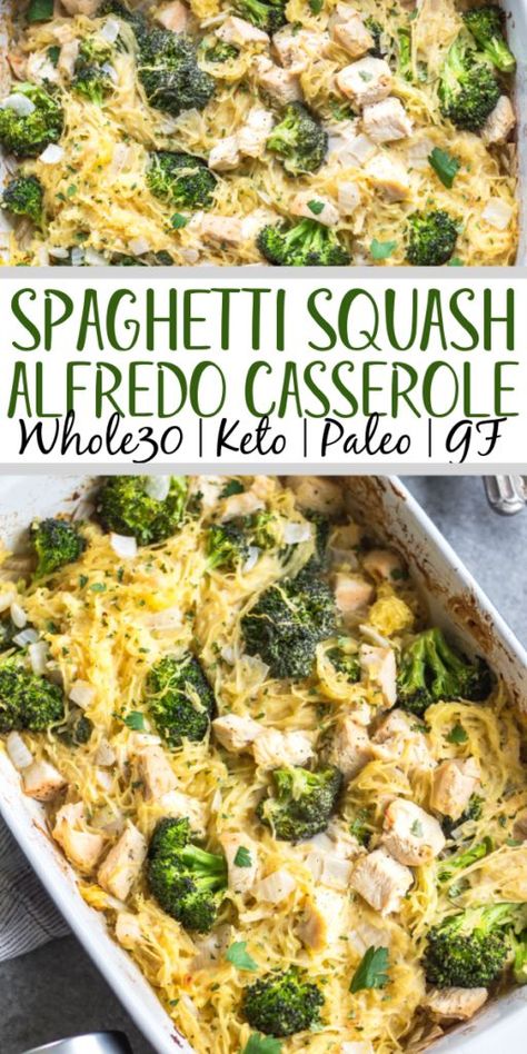 Simple Chicken Alfredo, Chicken Alfredo Spaghetti Squash, Chicken Alfredo Spaghetti, Alfredo Spaghetti Squash, Weeknight Chicken Dinner, Alfredo Spaghetti, Healthy Squash Recipes, Spaghetti Squash Recipes Healthy, Weeknight Chicken