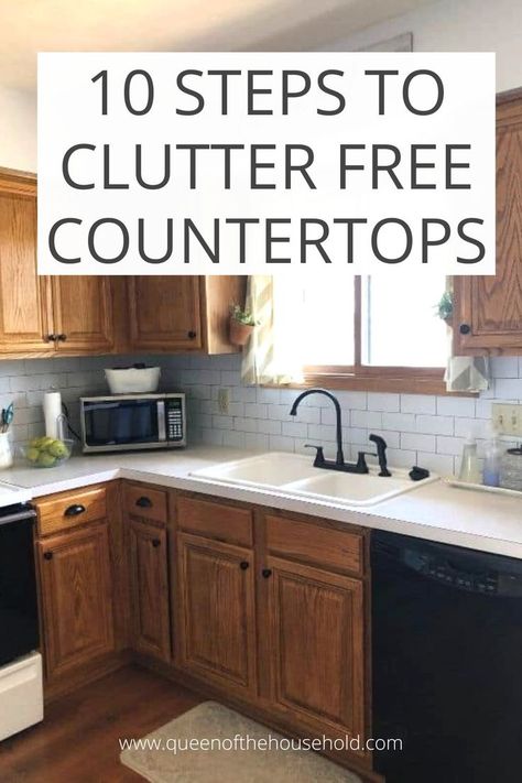 Clean Kitchen Counter Decor, Microwave Placement In Kitchen Ideas Counter Space, Small Kitchen Countertop Organization, Kitchen Counter Space Ideas, Countertop Space Saver, Kitchen Counter Setup, Where To Put Microwave In Kitchen Countertops, Microwave Counter, Limited Kitchen Counter Space