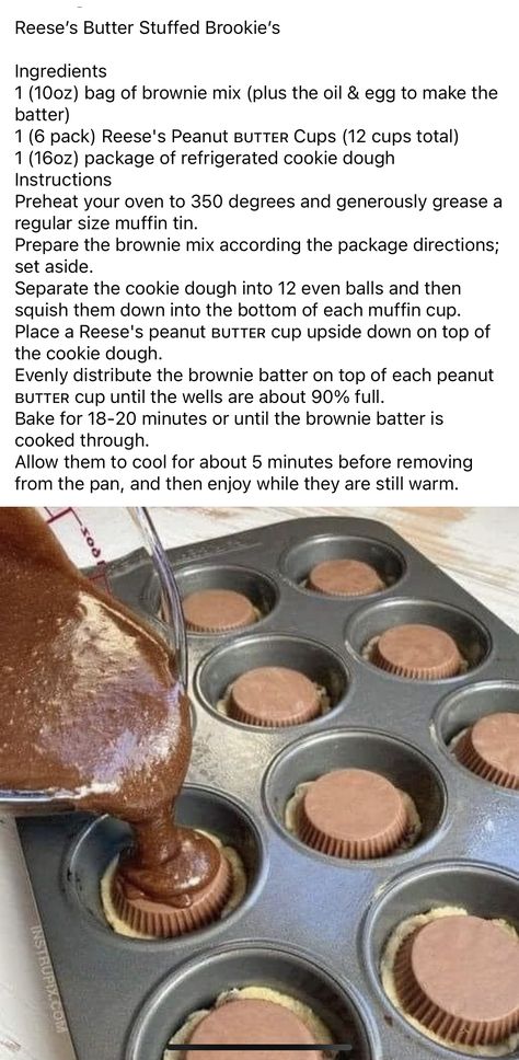 Stuffed Brookies, Refrigerated Cookie Dough, Grandma Cooking, Brownie Ingredients, Peanut Butter Cup, Reeses Peanut Butter Cups, Reeses Peanut Butter, Old Fashioned Recipes, Toasted Marshmallow