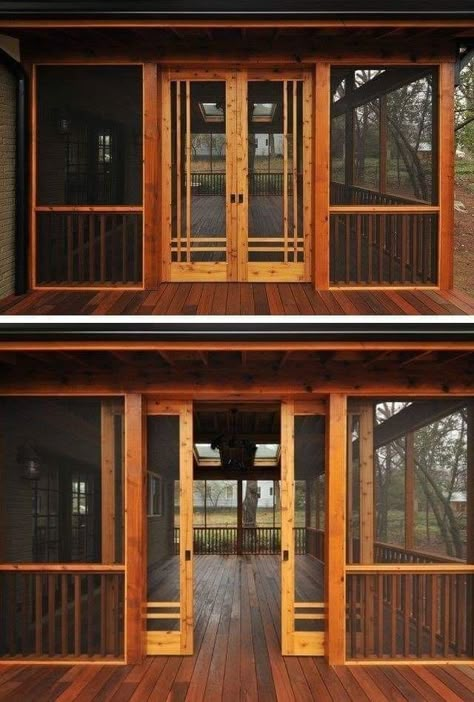 Screened Deck, Traditional Porch, Screened Porches, Screened Porch Designs, Sliding Screen Doors, Screen Porch, House With Porch, Doors And Windows, Porch Design